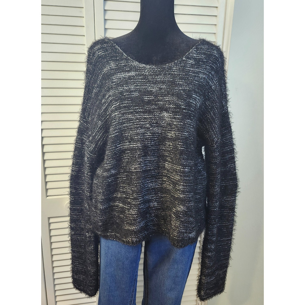 NWT Jolt Black Marled Fuzzy Sweater Size XL Cozy Bookcore